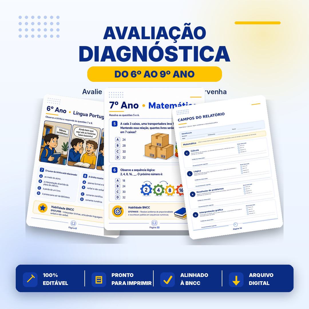Mockup principal da Avaliação Diagnóstica do 6º ao 9º Ano
