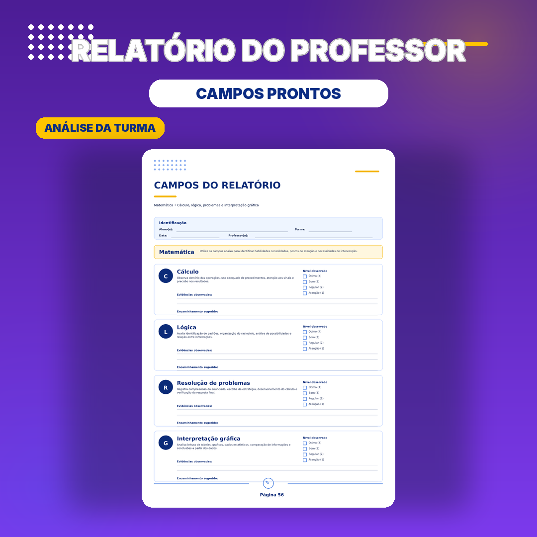 Relatório do professor