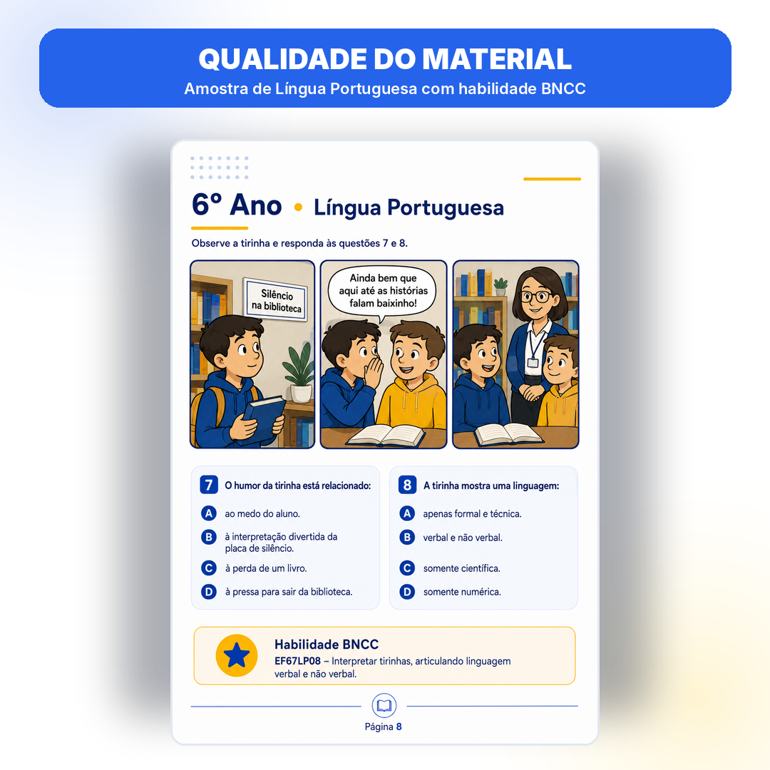 Amostra de qualidade do material de Língua Portuguesa