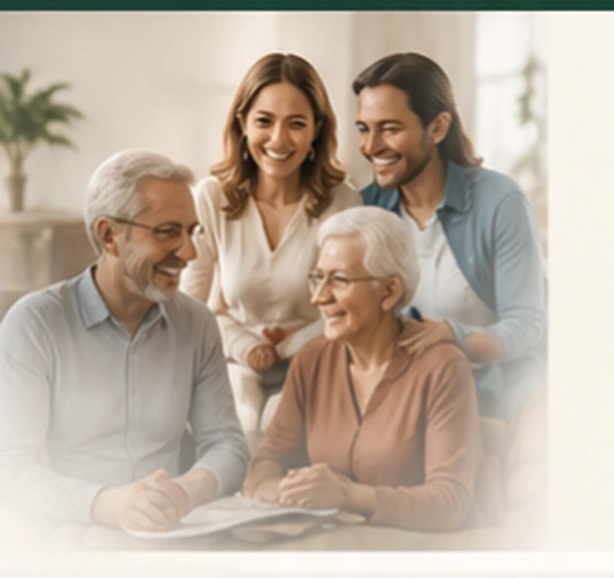 Família reunida com pais idosos